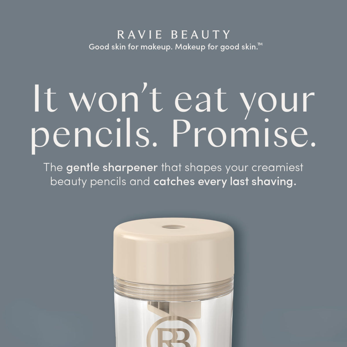 Ravie Beauty sharpener showing precision tip for lip liner