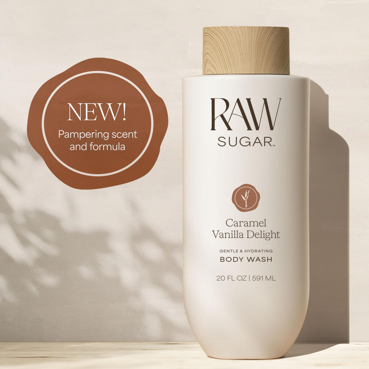 RAW SUGAR Caramel Vanilla Delight Body Wash 20 Fl Oz back view