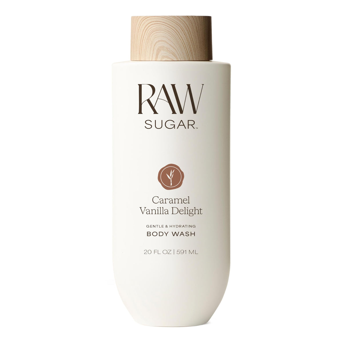 RAW SUGAR Caramel Vanilla Delight Body Wash 20 Fl Oz front view