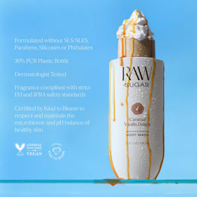 RAW SUGAR Caramel Vanilla Delight Body Wash packaging details