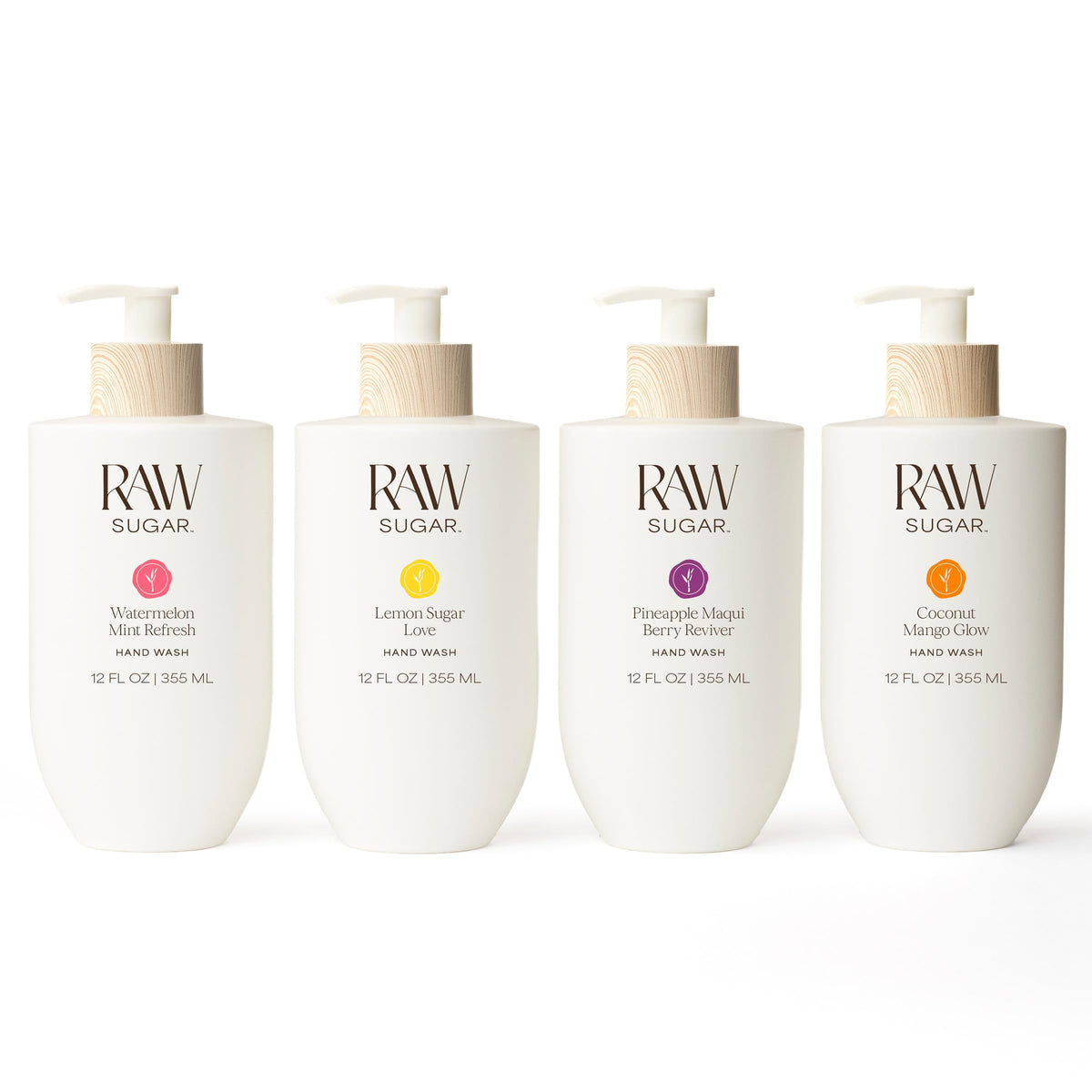 RAW SUGAR Hand Wash Variety Bundle featuring four bottles