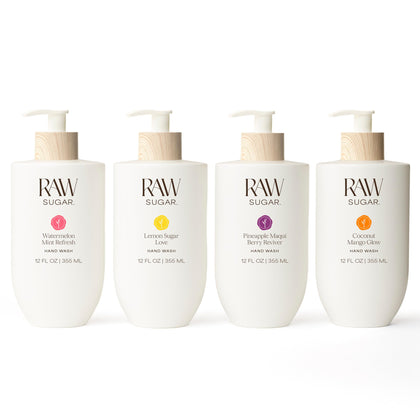 RAW SUGAR Hand Wash Variety Bundle featuring four bottles