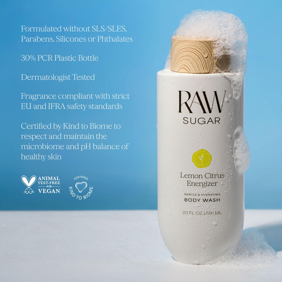 RAW SUGAR Lemon Citrus Energizer Body Wash packaging