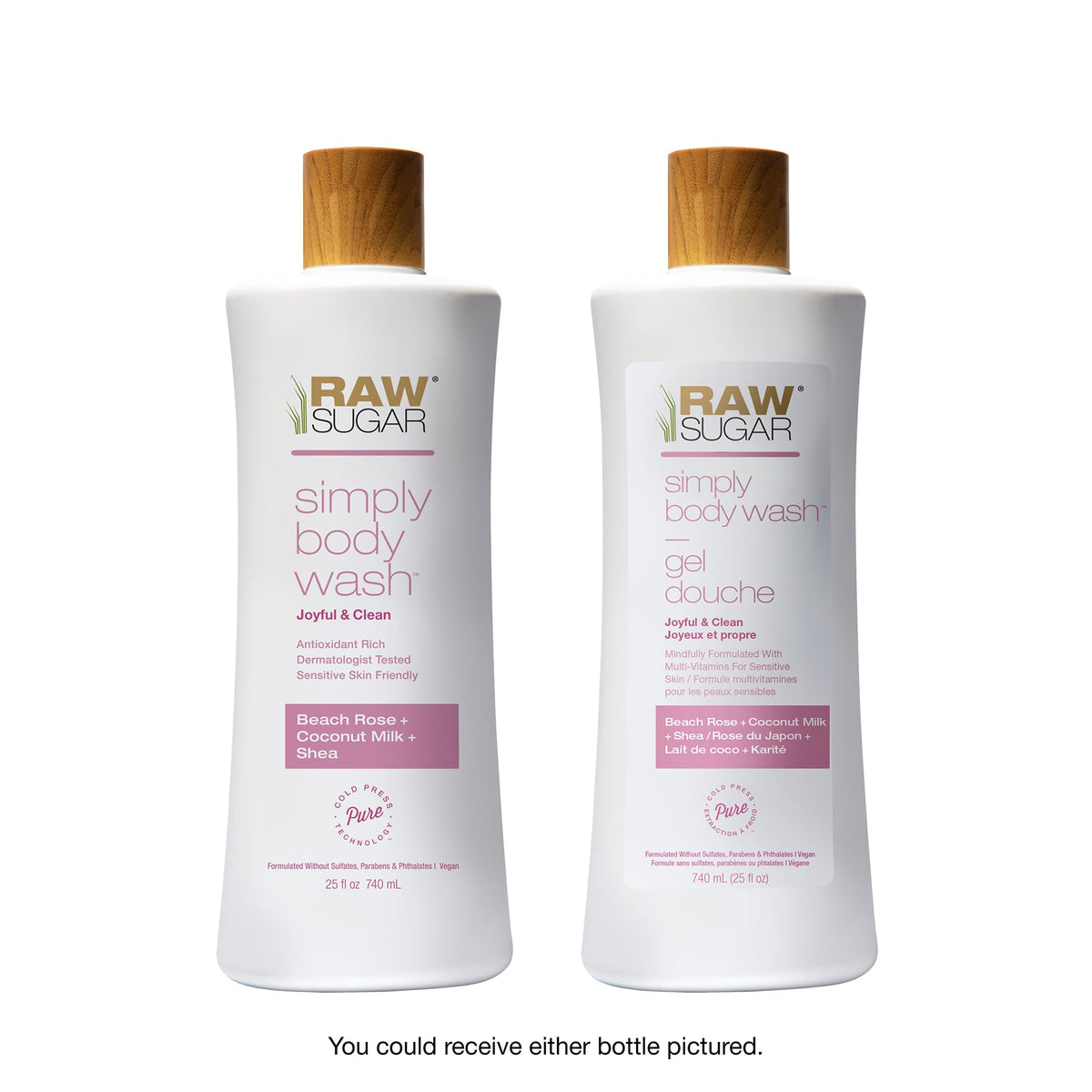 RAW SUGAR Simply Body Wash Beach Rose Coconut Milk Shea back view