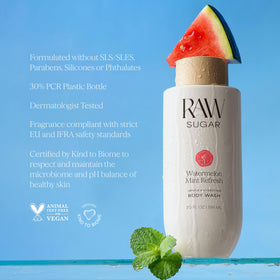 RAW SUGAR Watermelon Mint Refresh Body Wash with coconut and watermelon