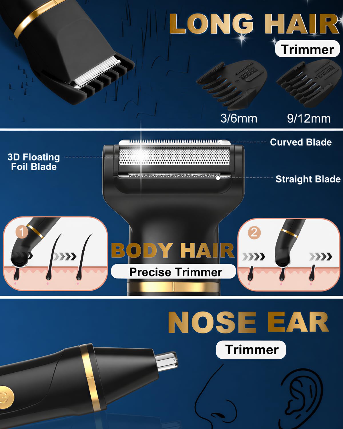 RAXMETRY Beard Trimmer side view showing ceramic blade