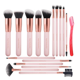 Real Perfection 16 Pcs Makeup Brush Set in pink front view