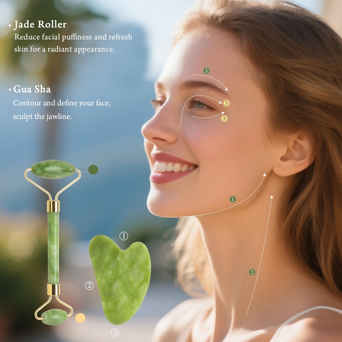 Real Perfection Gua Sha tool for sculpting jawline