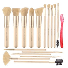 Real Perfection Makeup Brush Set 16 Pcs with eyebrow razor front view