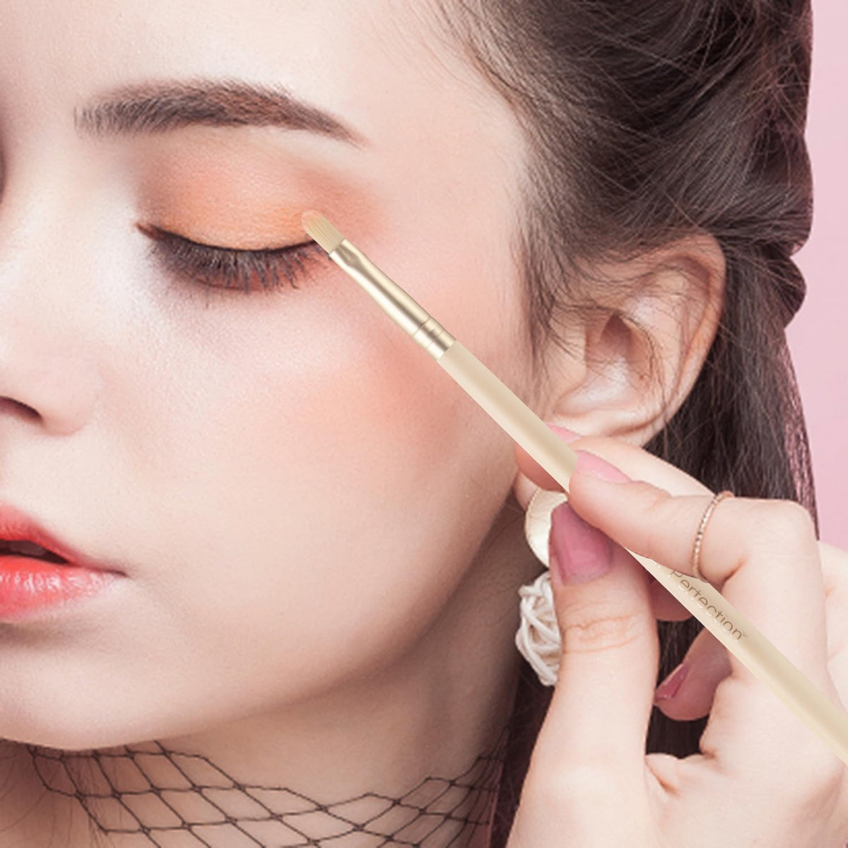 Real Perfection Makeup Brush Set arranged neatly on a vanity
