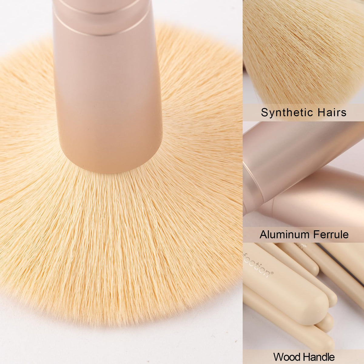 Real Perfection Makeup Brush Set displayed with makeup products