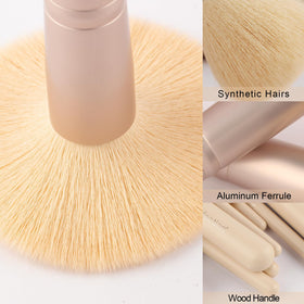Real Perfection Makeup Brush Set displayed with makeup products