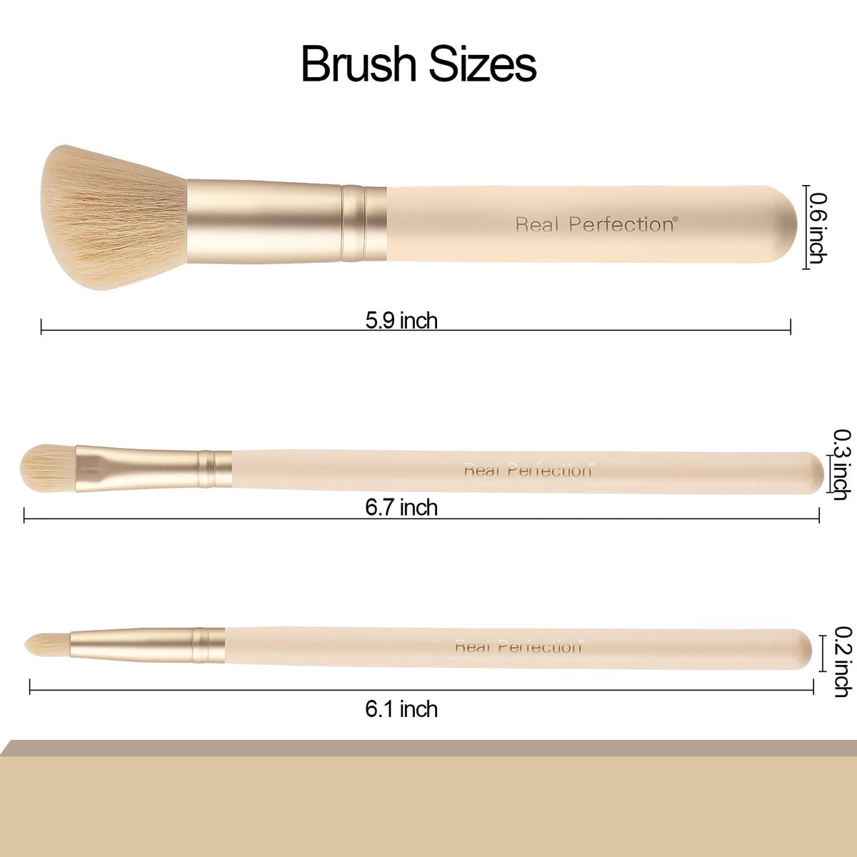 Real Perfection Makeup Brush Set wooden handles detail