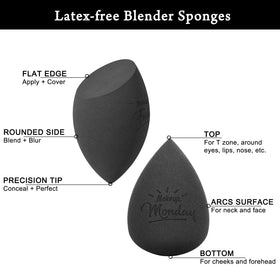 Real Perfection makeup sponges arranged in a travel case