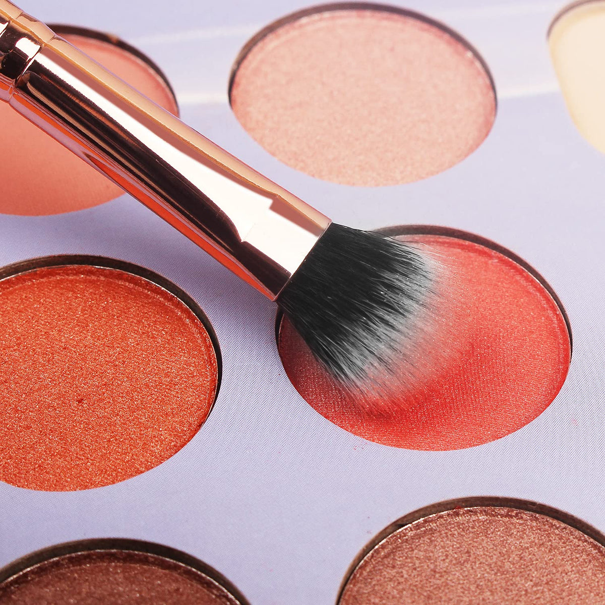 Real Perfection pink makeup brush set showing various brush shapes