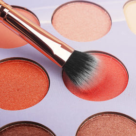 Real Perfection pink makeup brush set showing various brush shapes