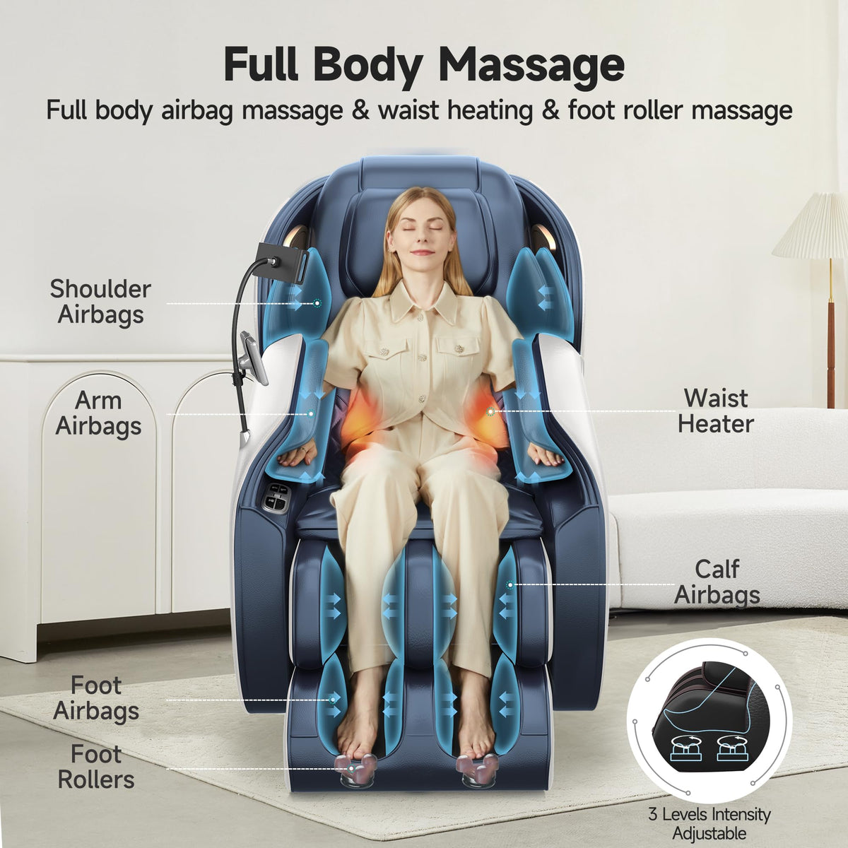 Real Relax Massage Chair back view highlighting airbag design