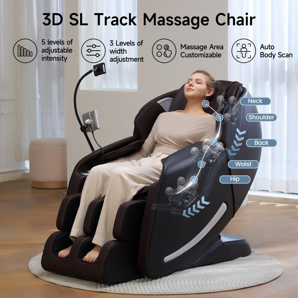 Real Relax Massage Chair back view with Bluetooth controller