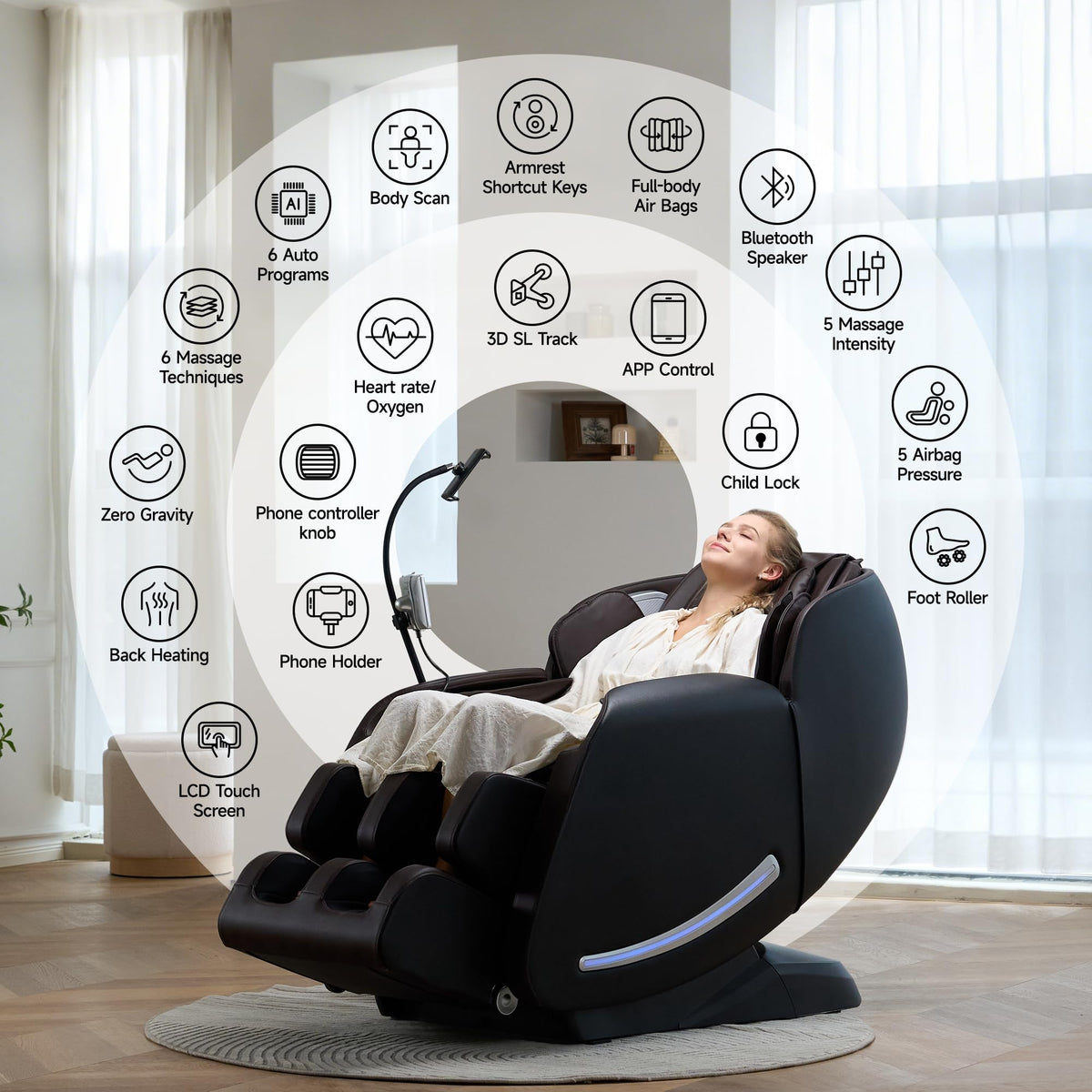 Real Relax Massage Chair side view showing controls