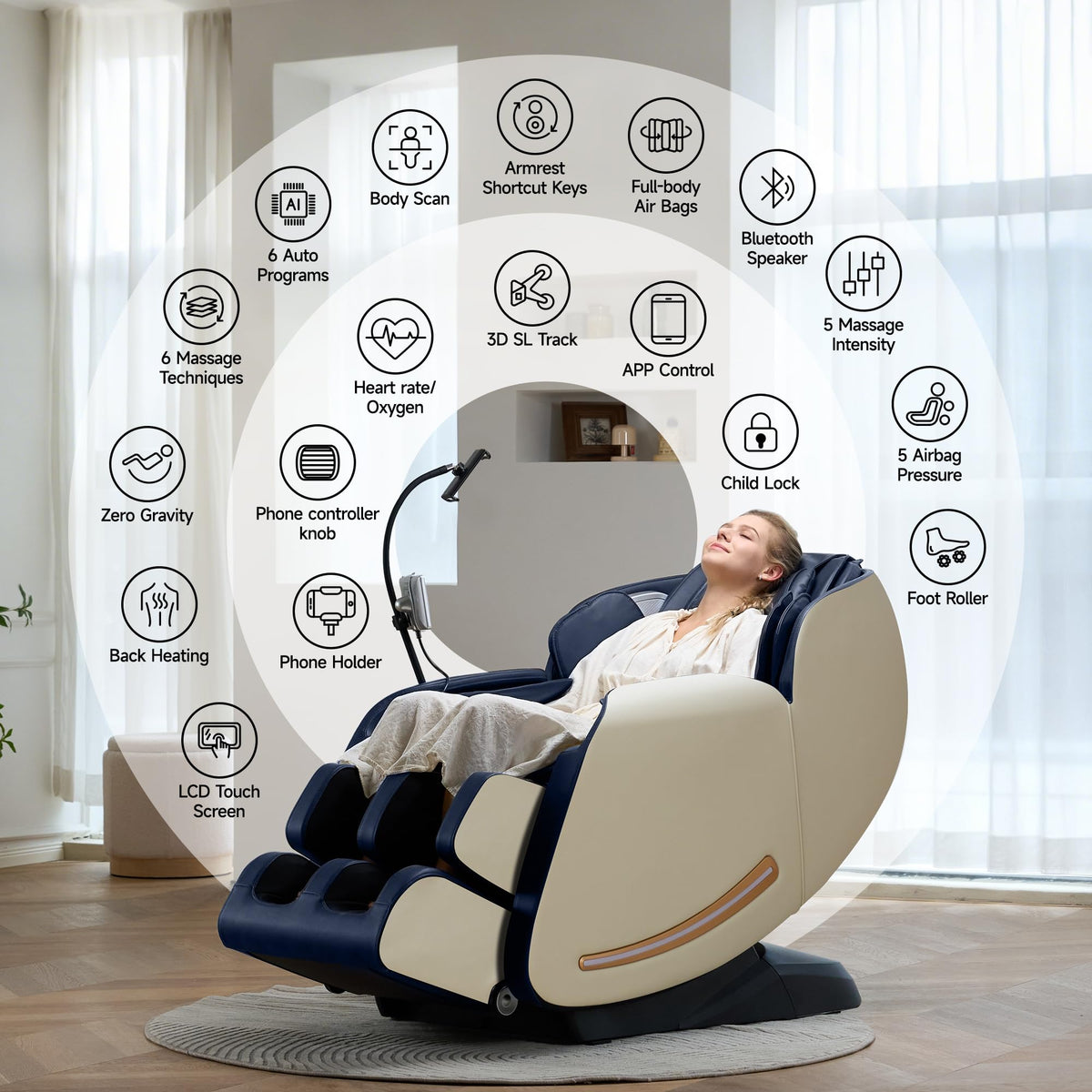Real Relax Massage Chair with LCD touch screen display