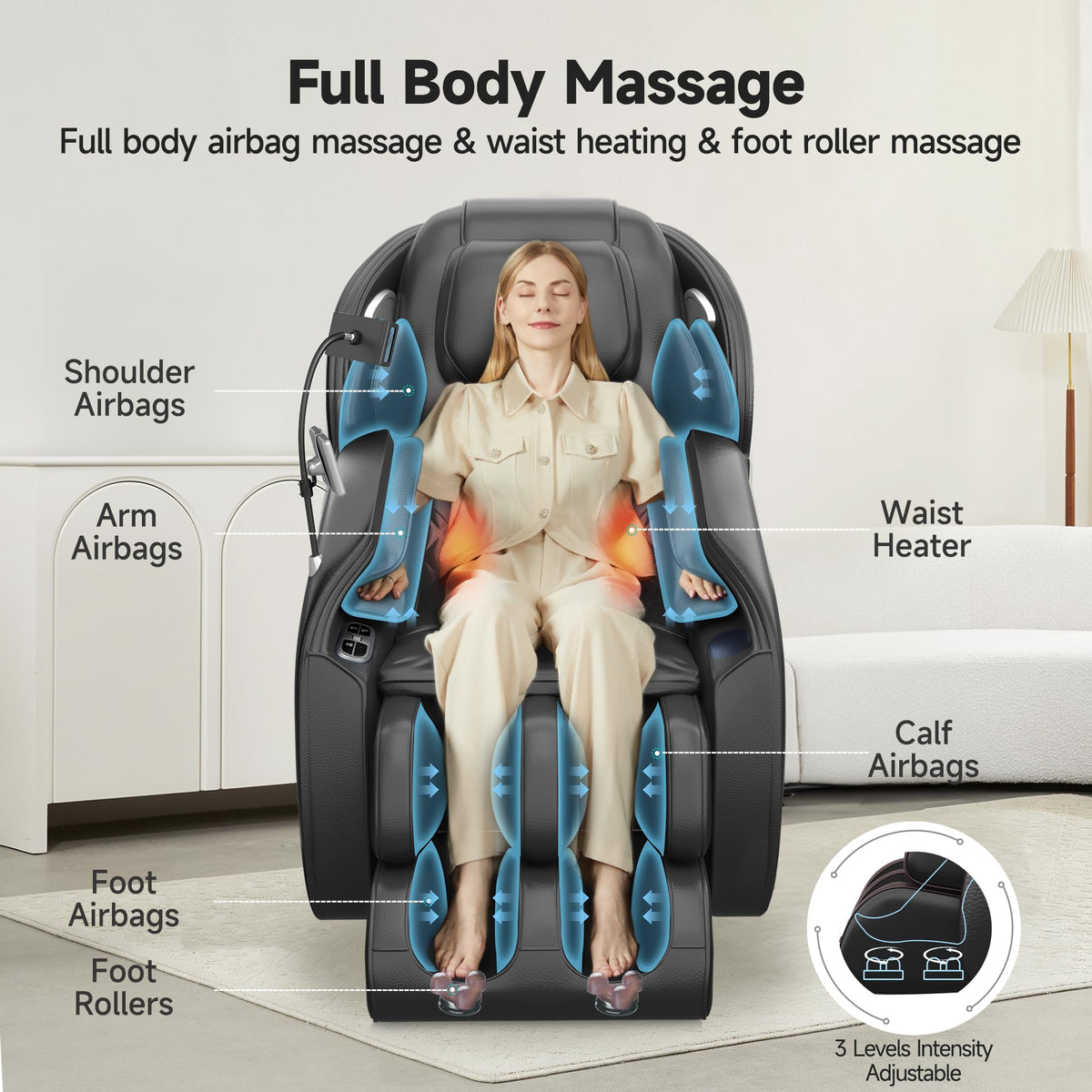 Real Relax Massage Chair with reflexology foot rollers