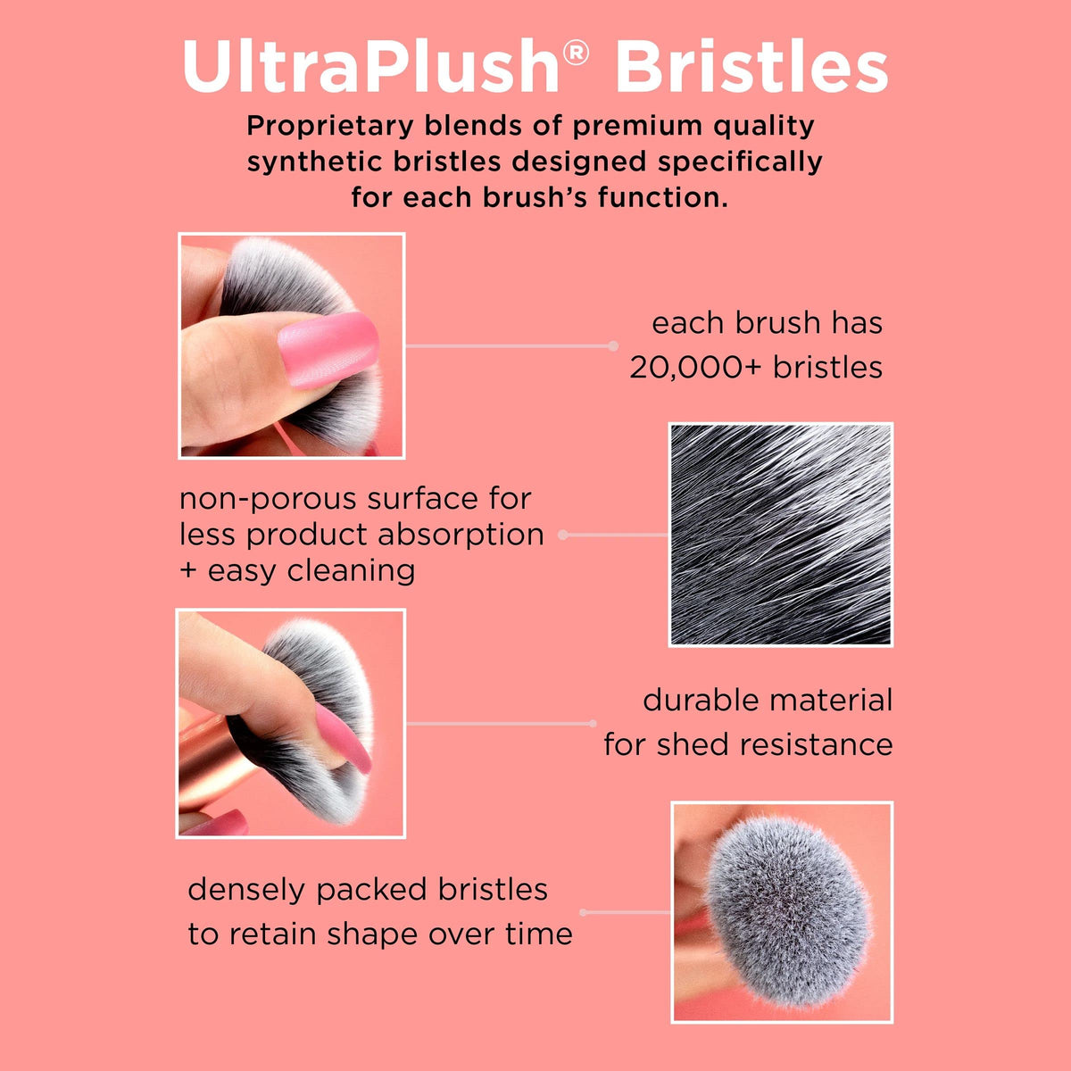 Real Techniques Expert Concealer Brush on a vanity with makeup products