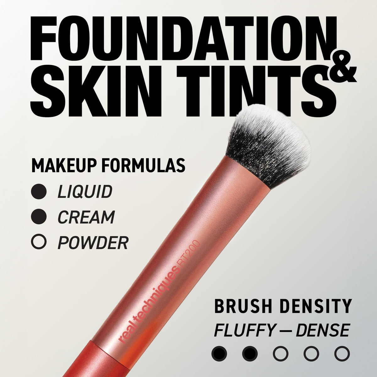 Real Techniques Expert Face Brush side view showcasing the domed brush head