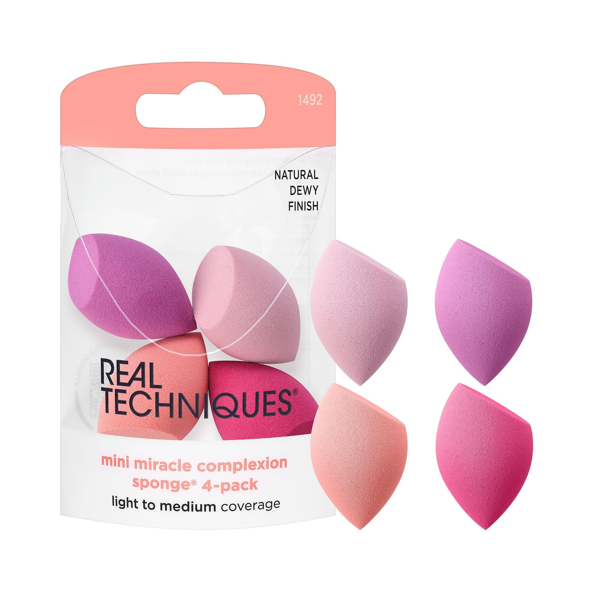 Real Techniques Mini Miracle Complexion Sponge 4 Pack front view