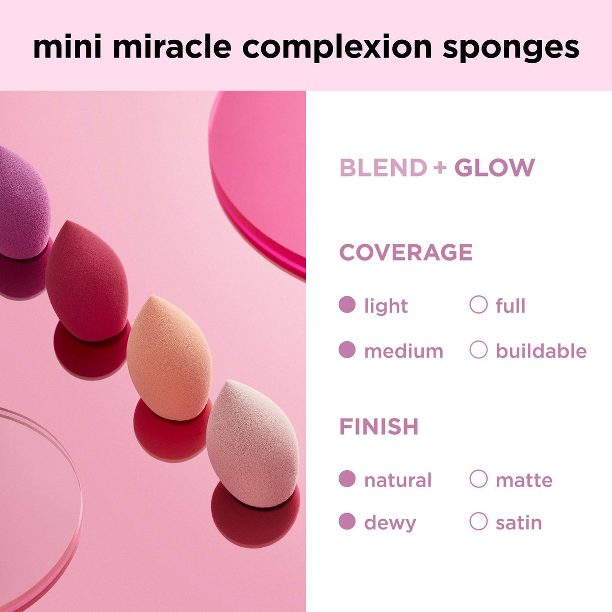Real Techniques Mini Miracle Complexion Sponge showing all four included