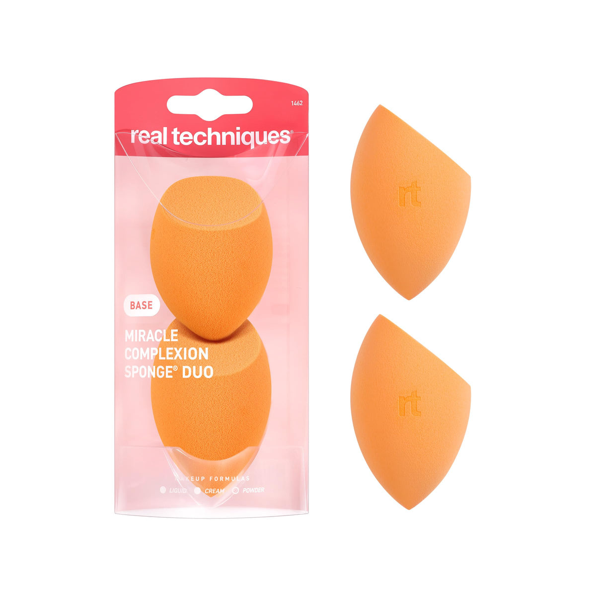 Real Techniques Miracle Complexion Sponge Duo front view showing two sponges
