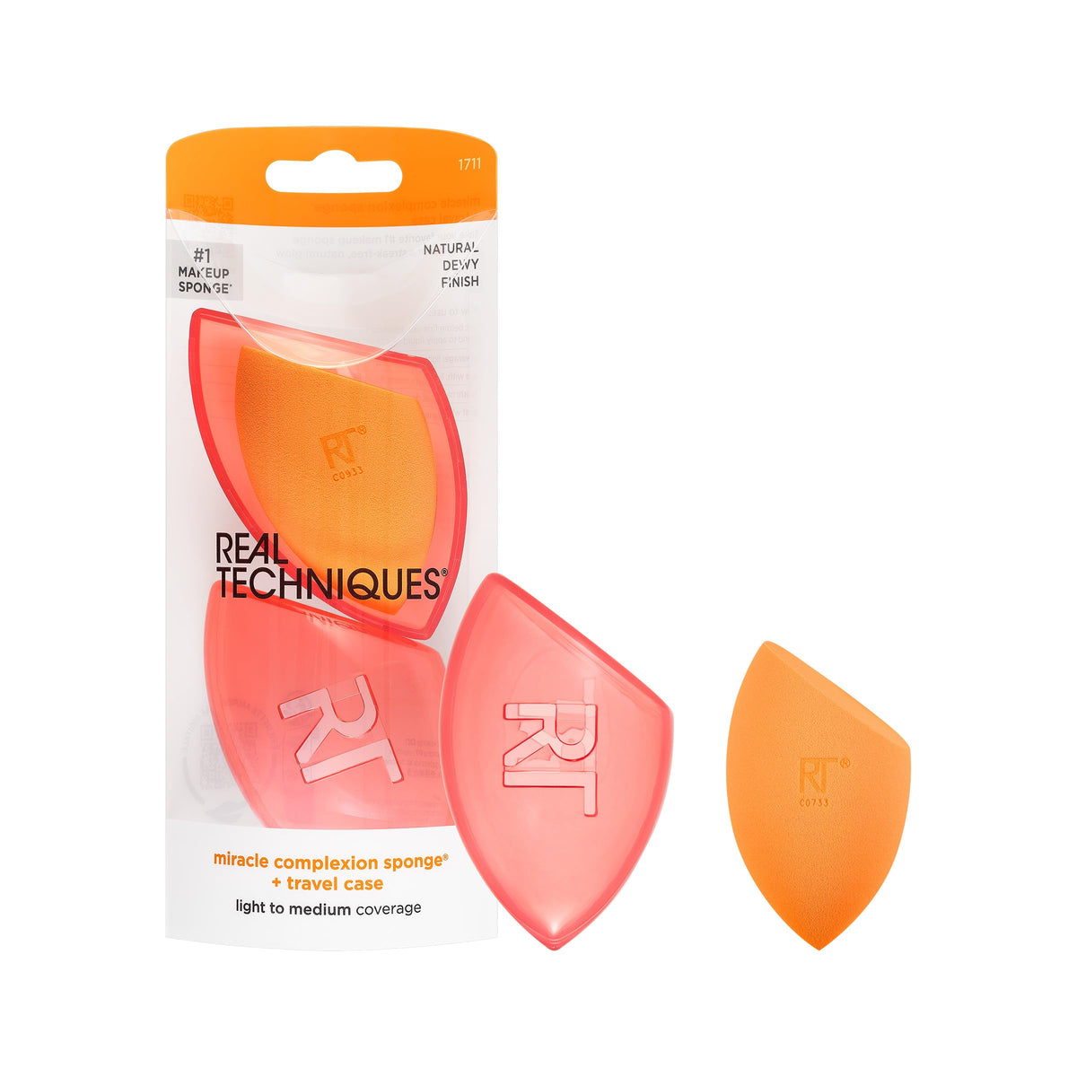 Real Techniques Miracle Complexion Sponge front view with carrying case