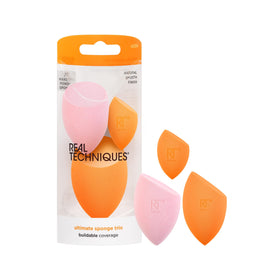 Real Techniques Ultimate Makeup Sponge Trio including mini, midi, and full-size sponges