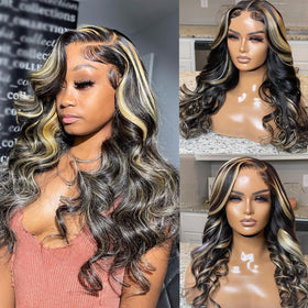 Recomtic Honey Blonde Body Wave Wig side view