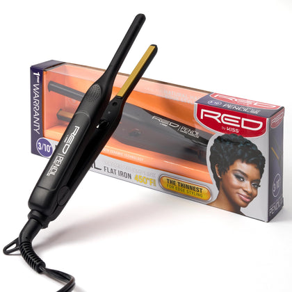 Red by Kiss 0.3 Inch Pencil Flat Iron black model front view