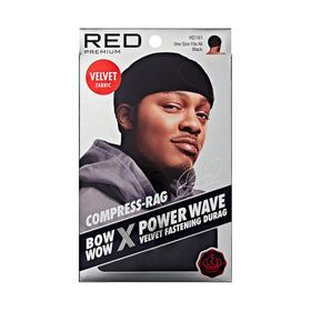 Red by Kiss Bow Wow X Power Wave Durag front view in velvet black