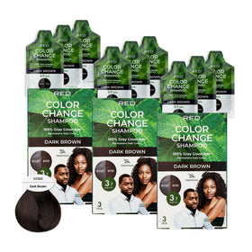Red by Kiss Color Change Shampoo 3 pack front view with pouches