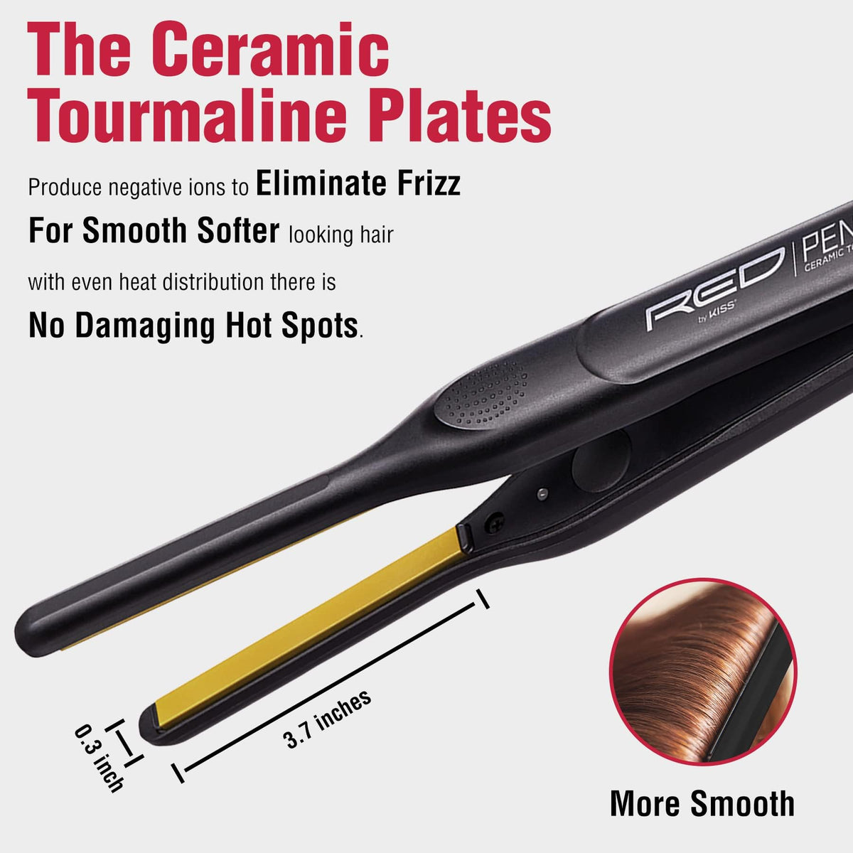 Red by Kiss Pencil Flat Iron side view showing slim profile