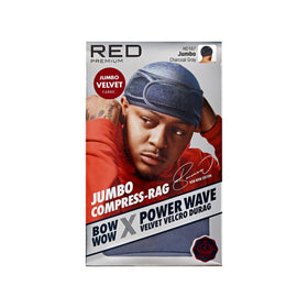 Red by Kiss Premium Bow Wow Durag Jumbo Velvet Charcoal Gray front view