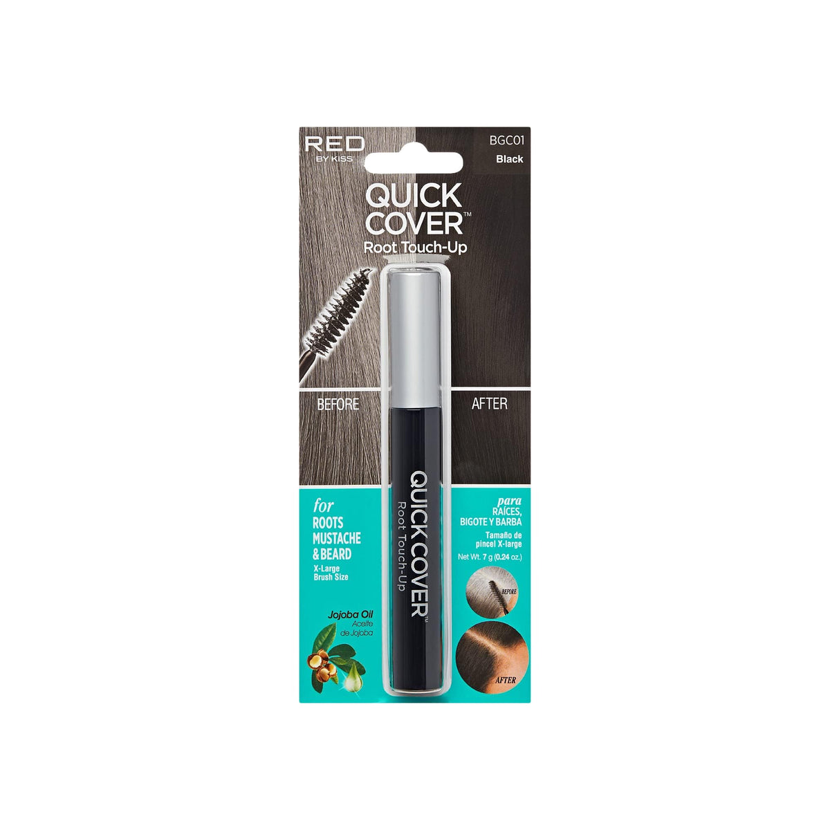 Red by Kiss Quick Cover Root Touch Up Mascara Black front view