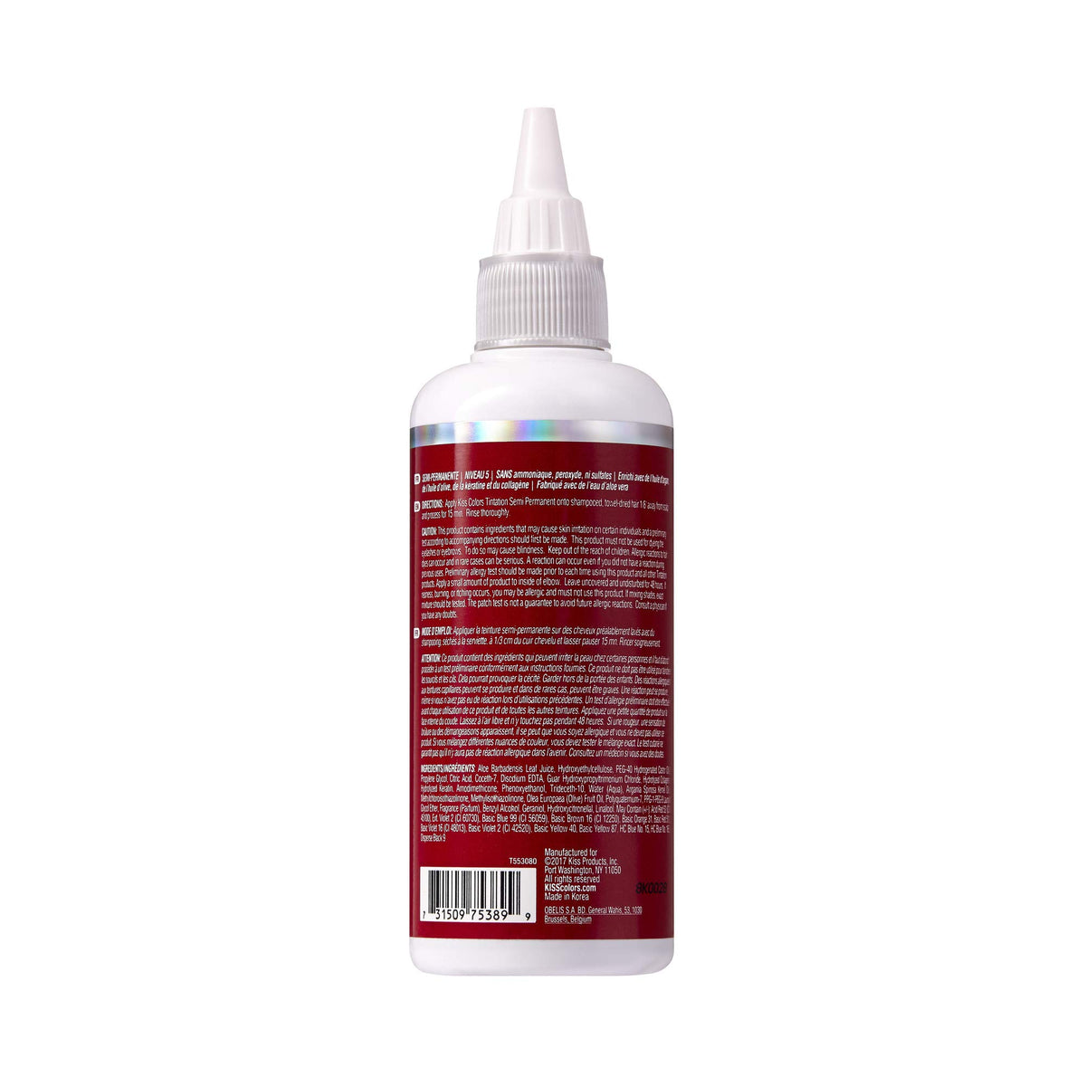 Red By Kiss Tintation hair colour bottle side view