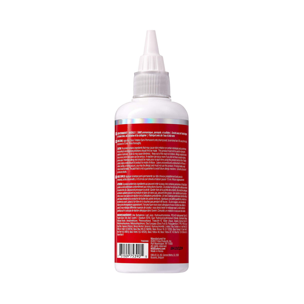 Red By Kiss Tintation Ruby Red packaging with ingredients list