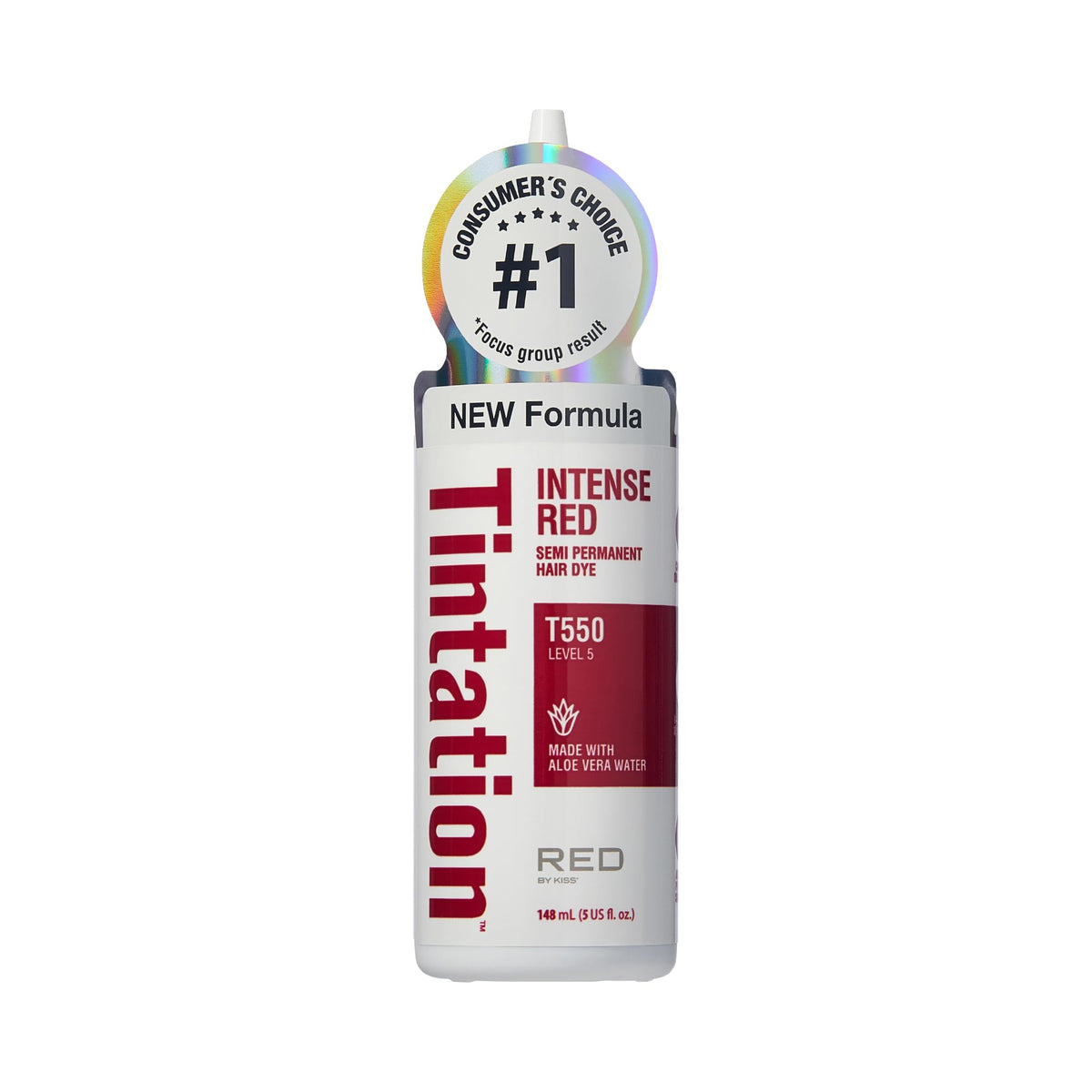 Red By Kiss Tintation Semi-Permanent Hair Colour Intense Red 5 Fl Oz bottle front view