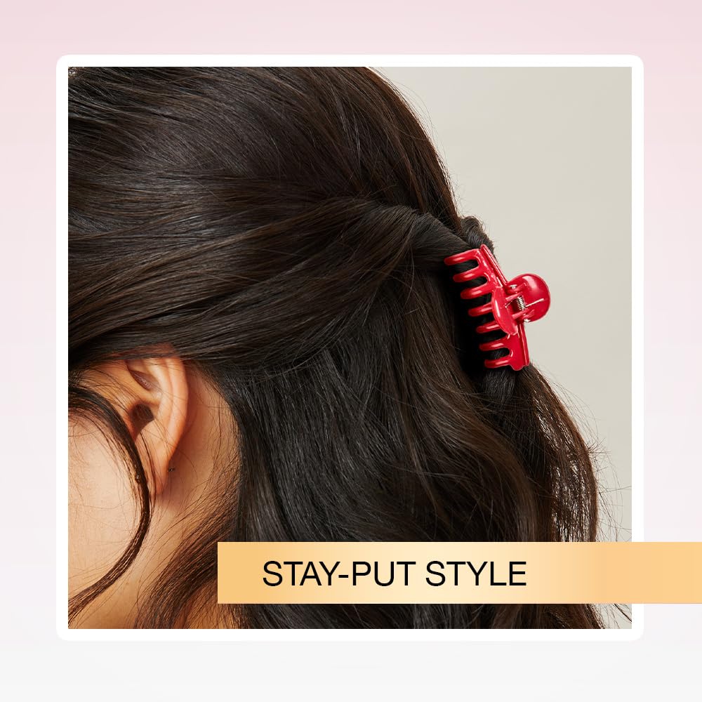 Red plaid rectangular claw clip from Conair set