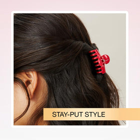Red plaid rectangular claw clip from Conair set