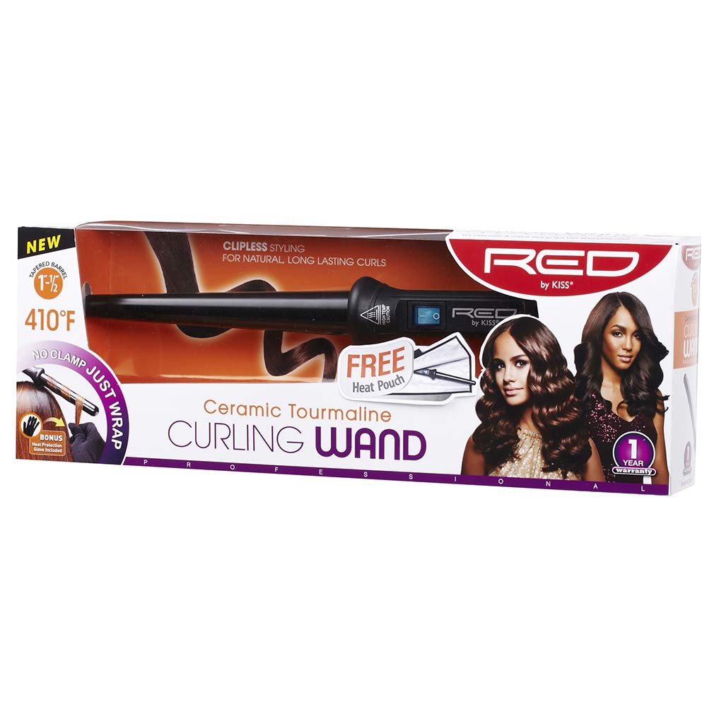 RED Pro Tapered Curling Wand front view with ceramic barrel