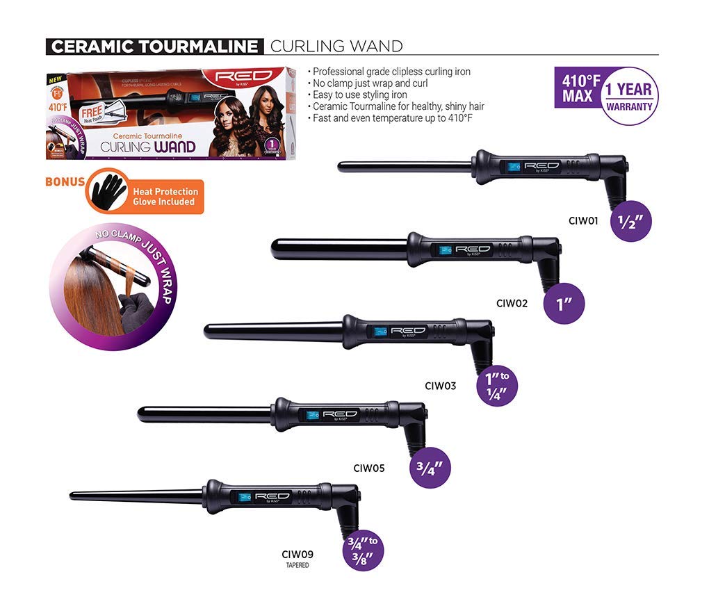 RED Pro Tapered Curling Wand with styled curls on model