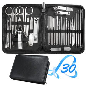 RedFlow 30 in 1 Manicure Set with black leather case