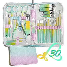RedFlow 30 in 1 manicure set yellow green front view