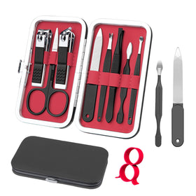 RedFlow 8 in 1 Manicure Set in black leather case