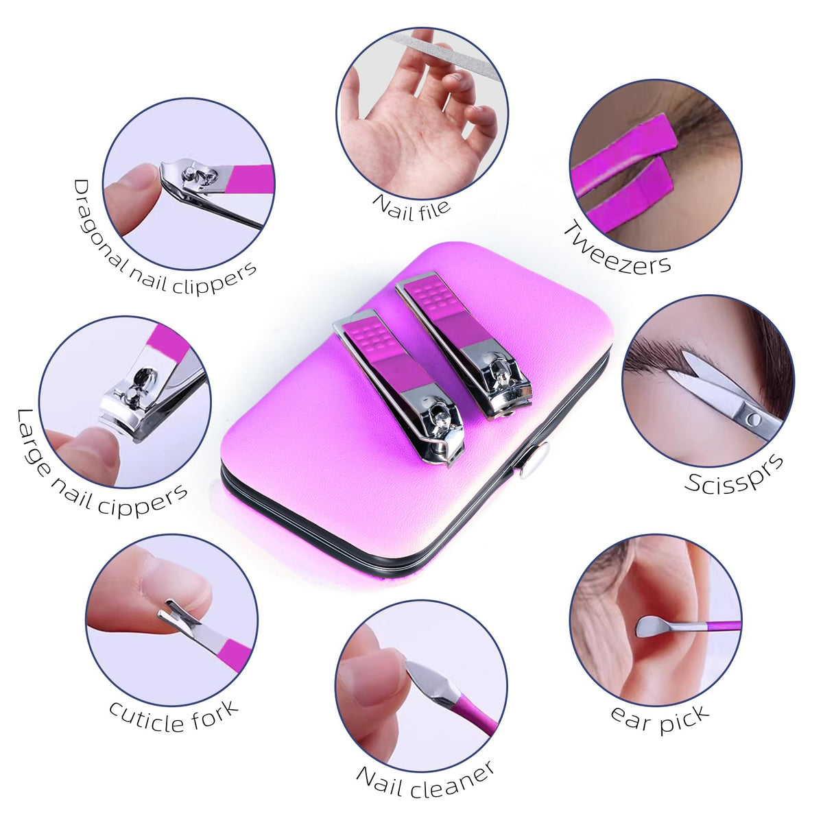 RedFlow 8 in 1 Manicure Set tools arranged neatly